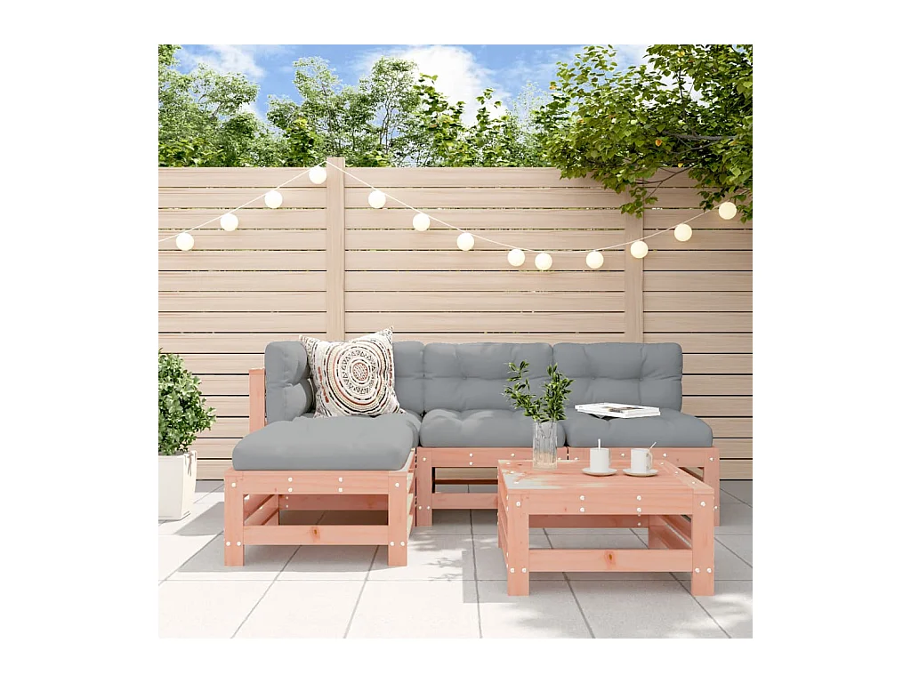 5-tlg. Garten-Lounge-Set mit Kissen Massivholz Douglasie