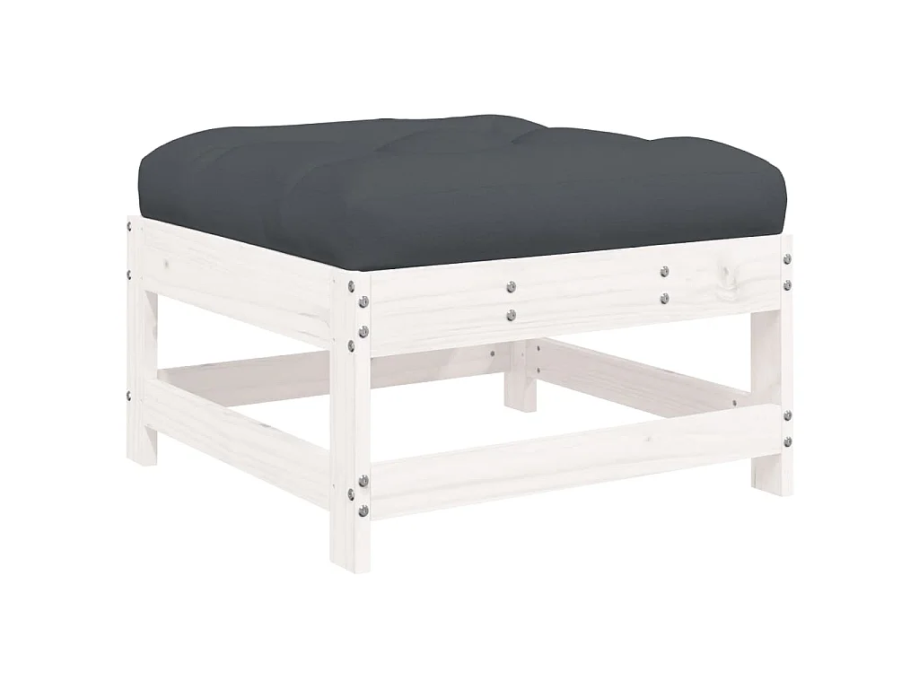 Set Divani da Giardino 7pz con Cuscini in Legno Massello Bianco