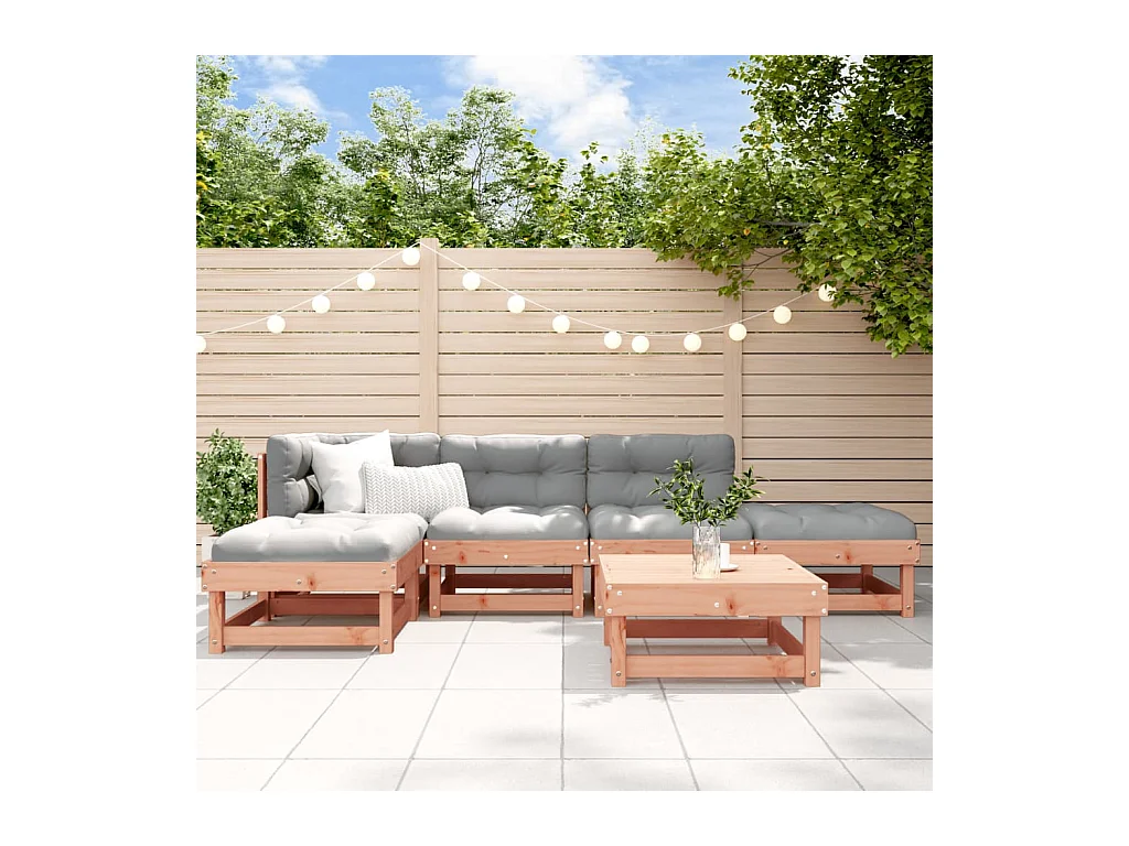 Salon de jardin 6 pcs avec coussins bois massif Douglas