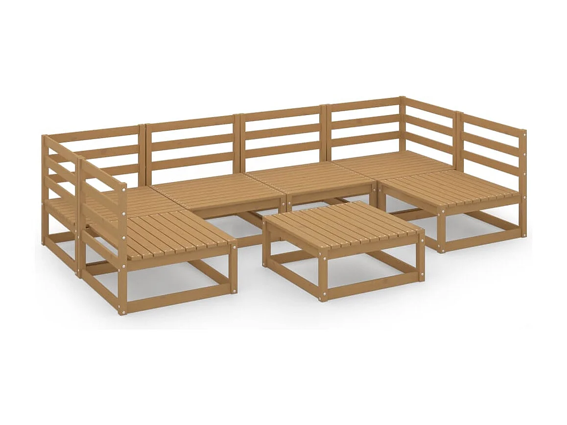 Set Divani da Giardino 7 pz in Legno Massello di Pino