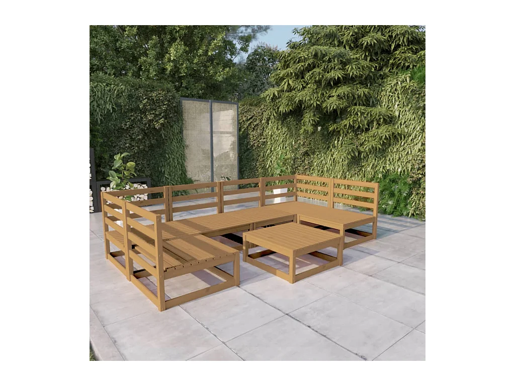 7-delige Loungeset massief grenenhout