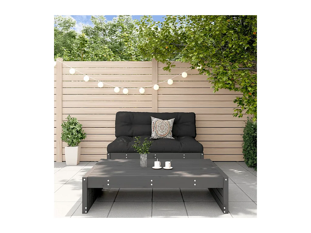 2-tlg. Garten-Lounge-Set Grau Massivholz Kiefer