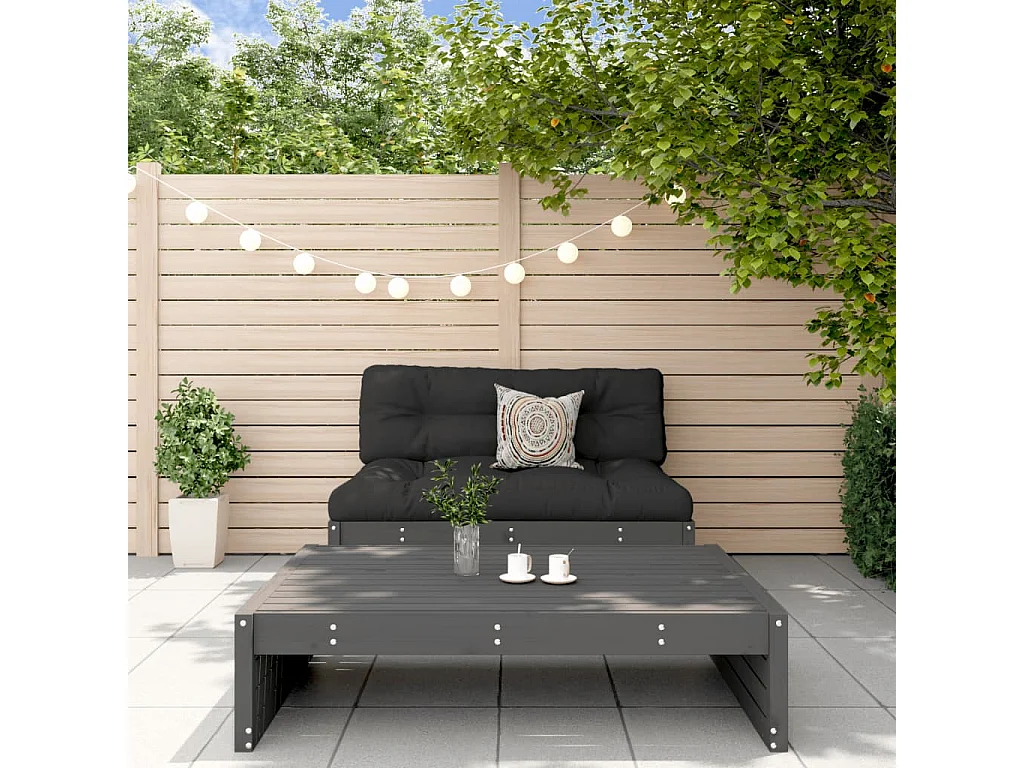 2-delige Loungeset massief grenenhout grijs