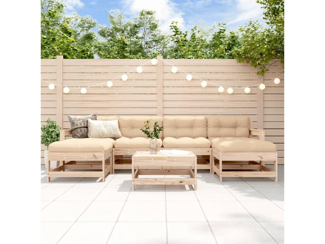 7-delige Loungeset met kussens massief teak