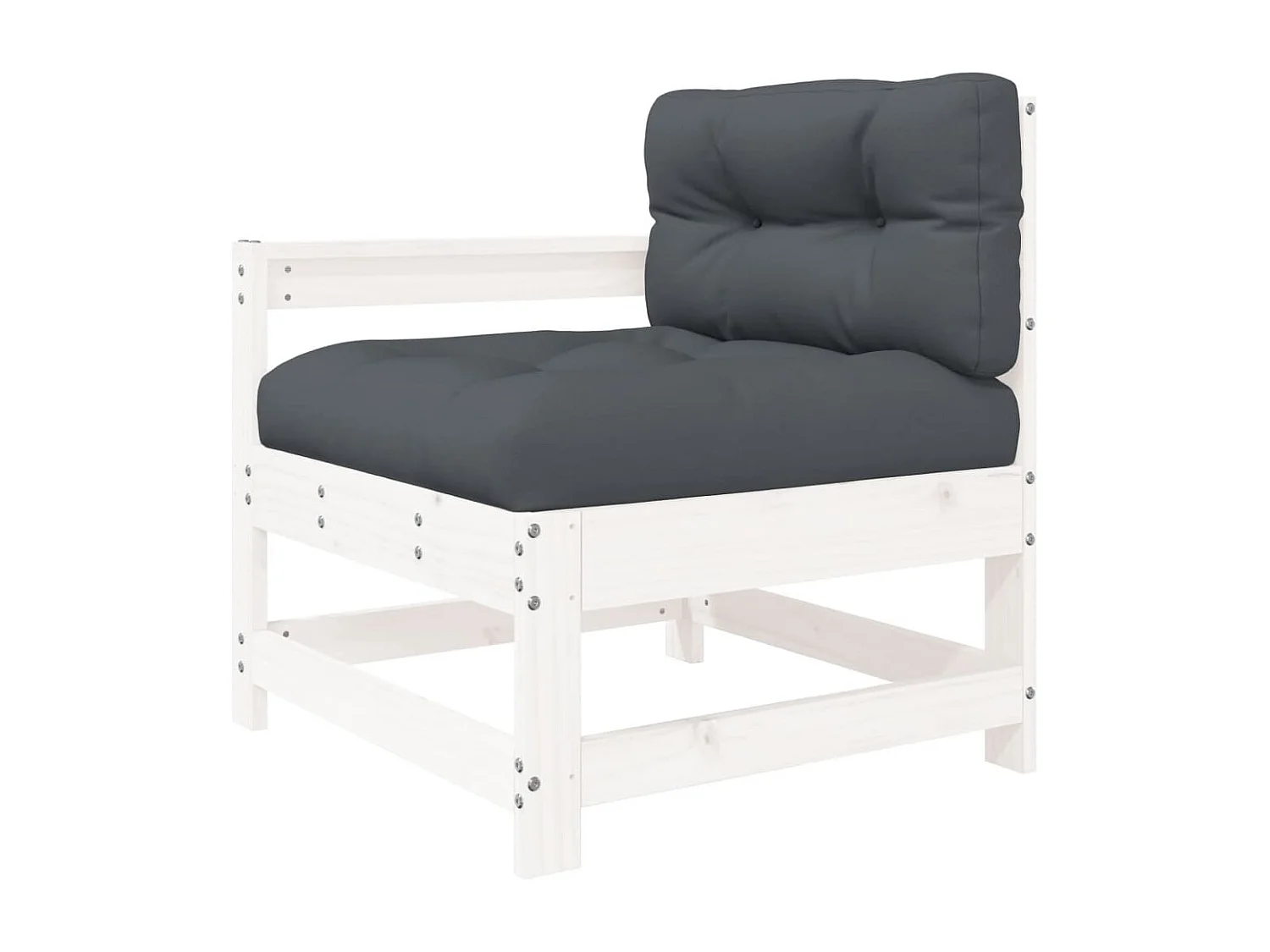 6-delige Loungeset met kussens massief hout wit