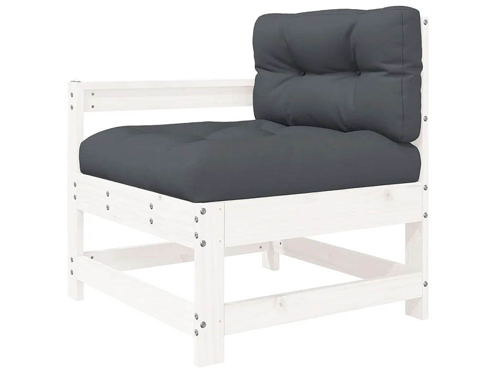 Set Divani da Giardino 6pz con Cuscini in Legno Massello Bianco
