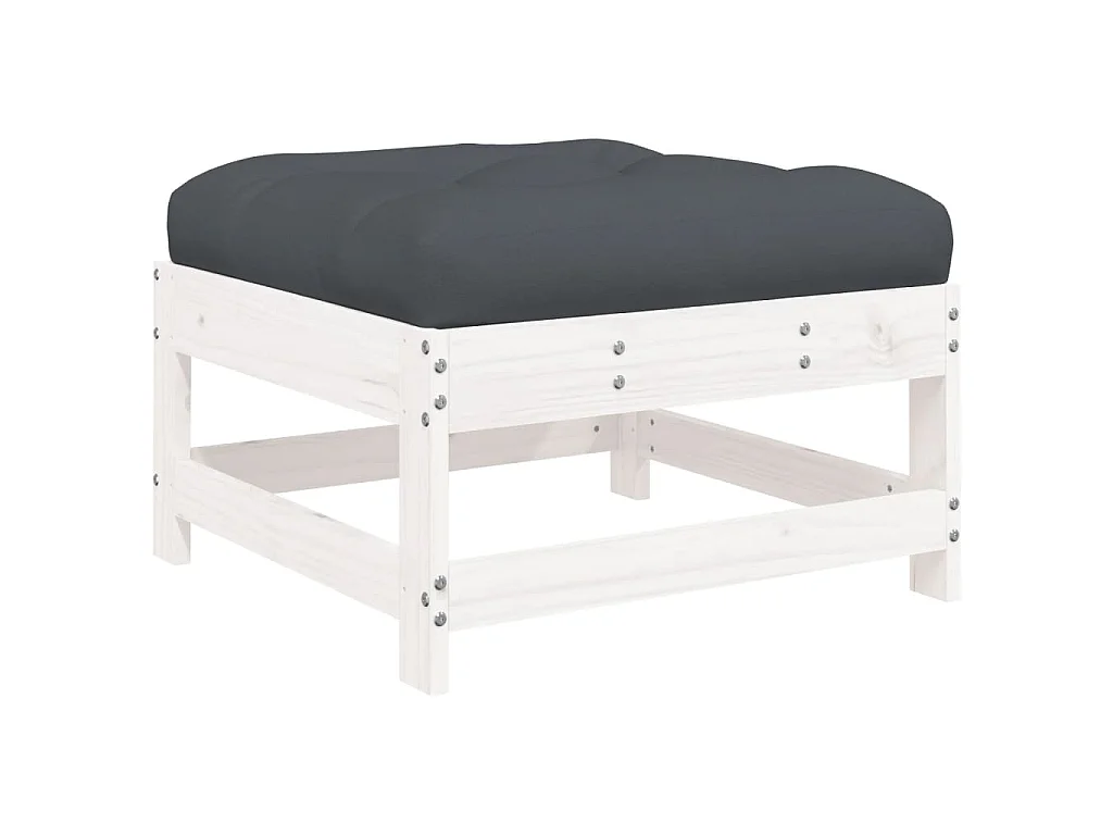 Set Divani da Giardino 6pz con Cuscini in Legno Massello Bianco