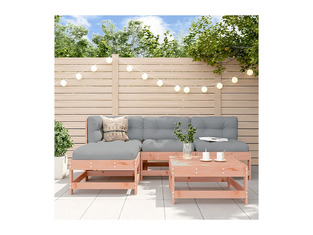 Salon de jardin 5 pcs avec coussins bois massif douglas