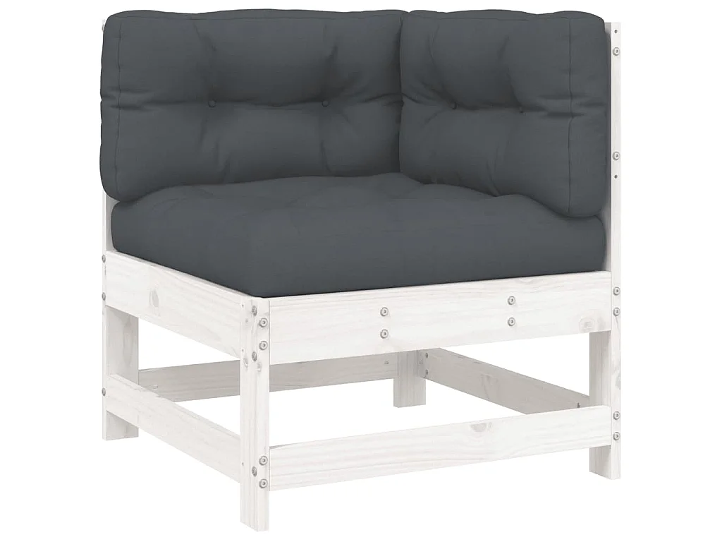 6-tlg. Garten-Lounge-Set mit Kissen Weiß Massivholz