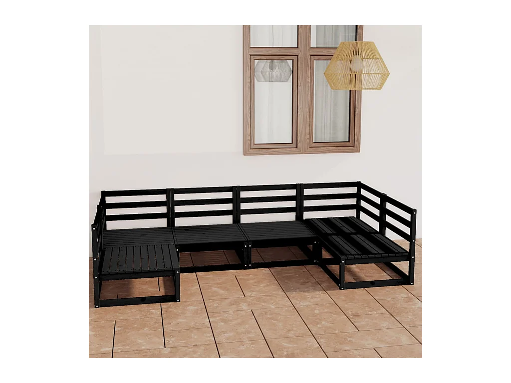 Set Divani da Giardino 6 pz in Legno Massello di Pino