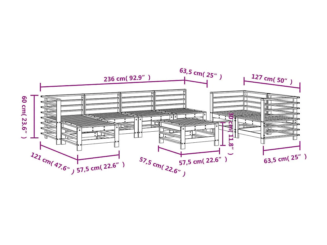 Salon de jardin 8 pcs bois massif douglas