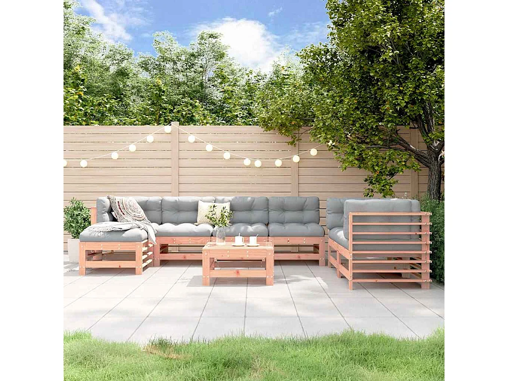 Juego de muebles de jardín 8 pzas madera maciza abeto Douglas