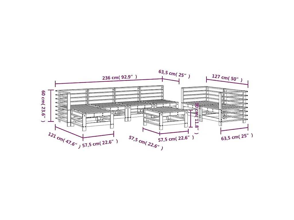 Salon de jardin 8 pcs bois massif douglas
