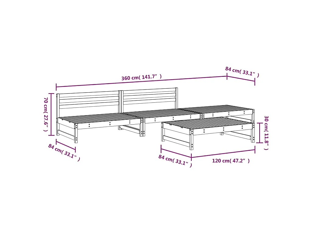 Salon de jardin 4 pcs bois massif douglas