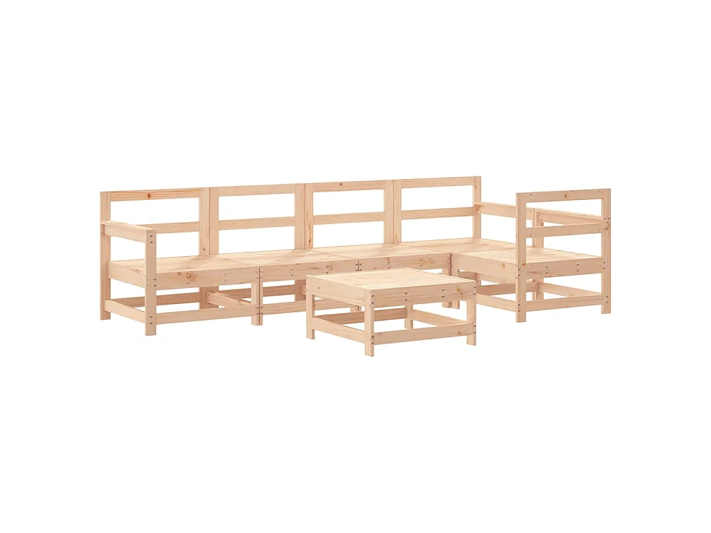 6-tlg. Garten-Lounge-Set Massivholz Kiefer