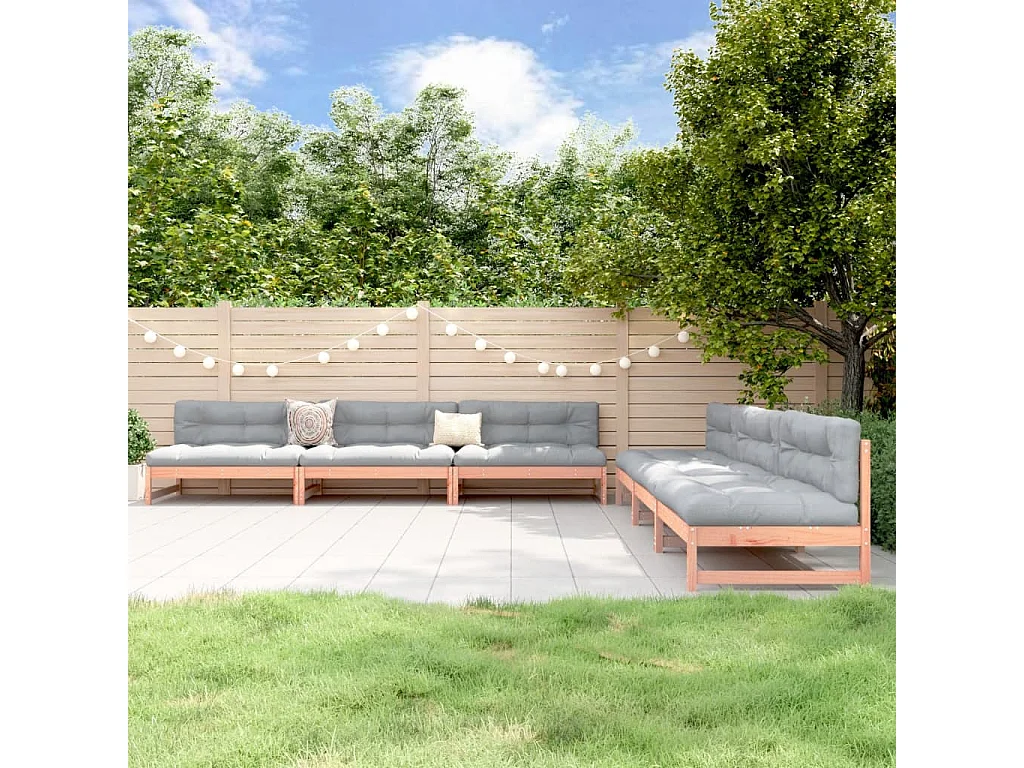 6 pcs conjunto lounge de jardim madeira de douglas maciça