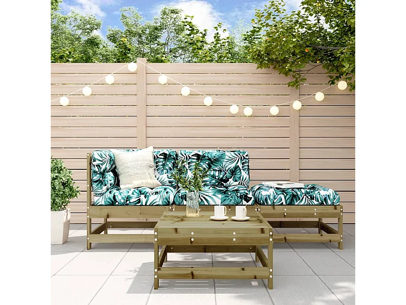 4 pcs conjunto lounge de jardim madeira de pinho impregnada