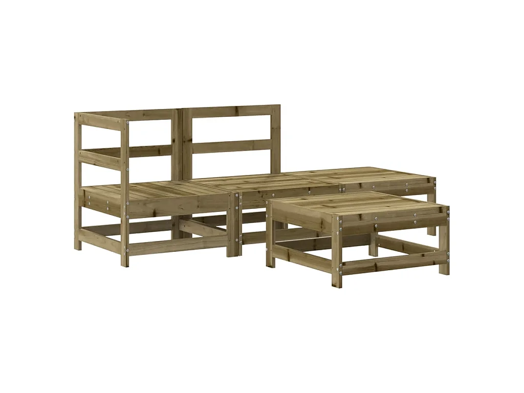 Salon de jardin 4 pcs bois de pin imprégné