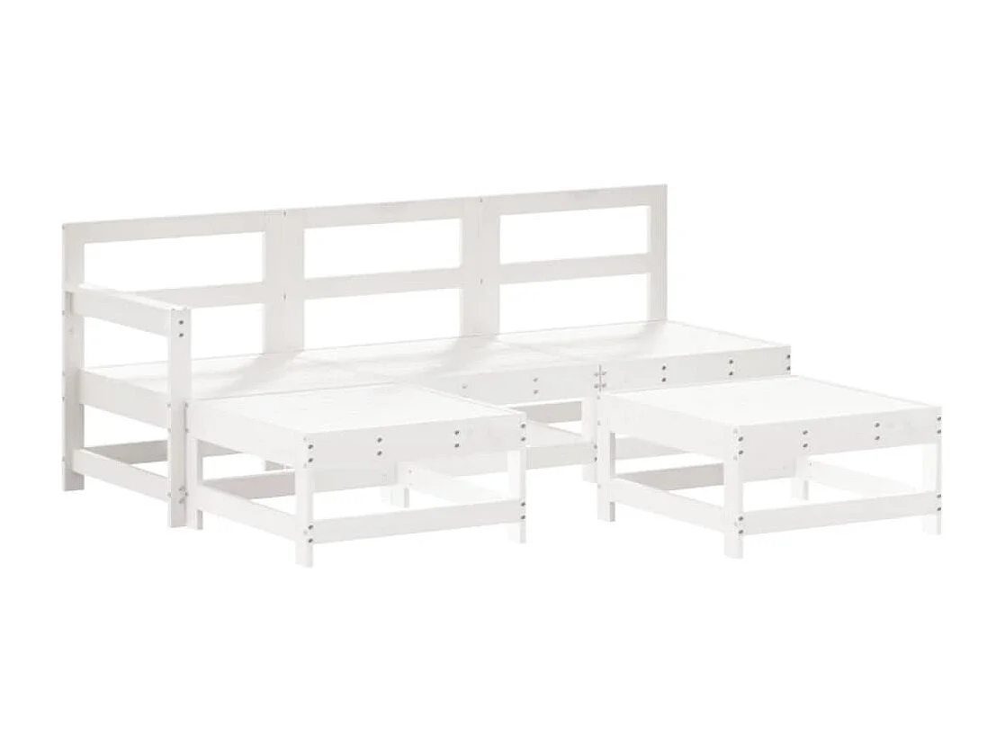Set Salotto da Giardino 5 pz Bianco in Legno Massello di Pino