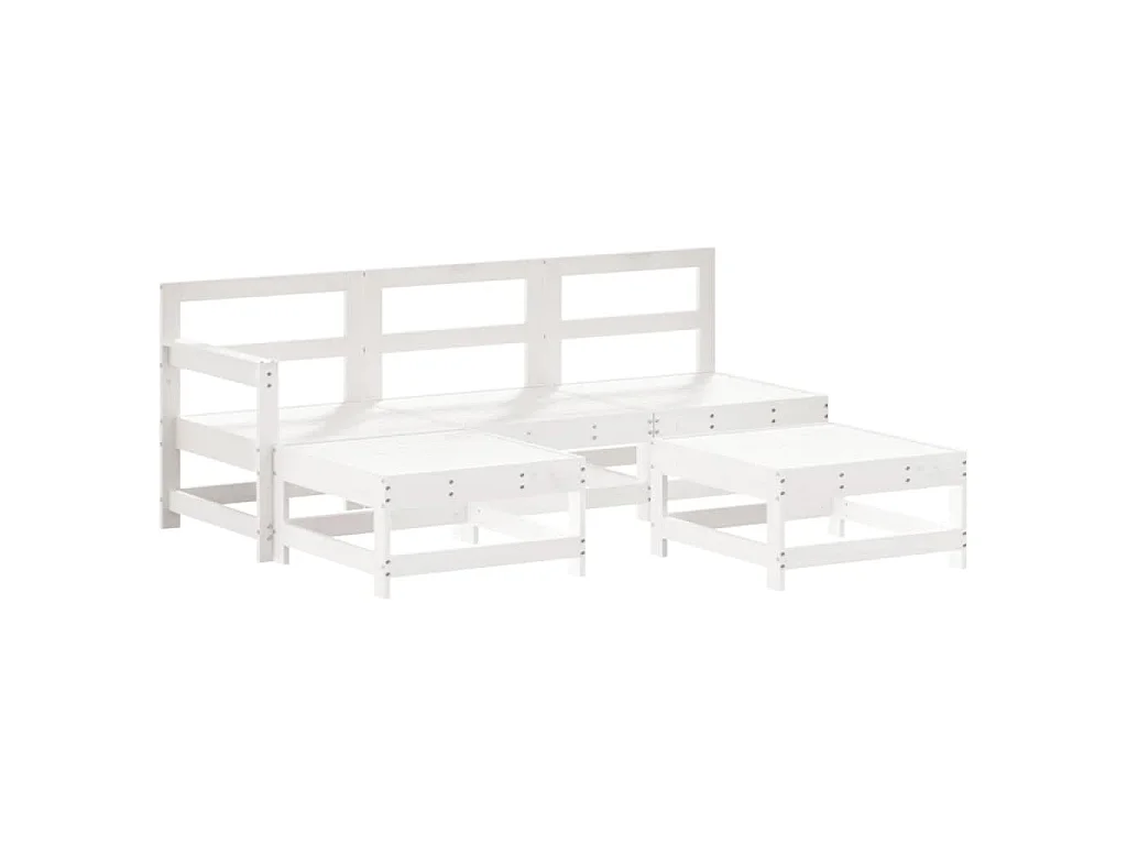 5 pcs conjunto lounge de jardim madeira de pinho maciça branco