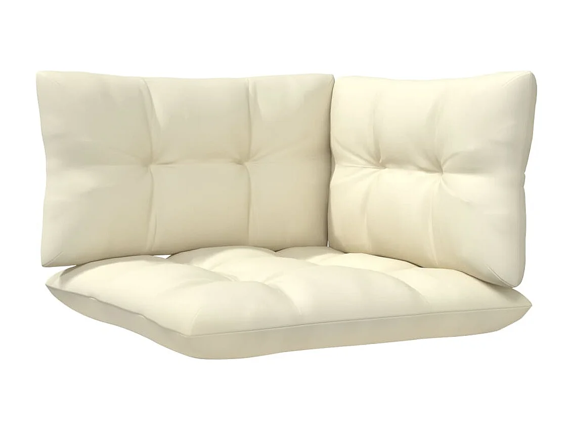 Salon de jardin 7 pcs avec coussins crème bois de pin