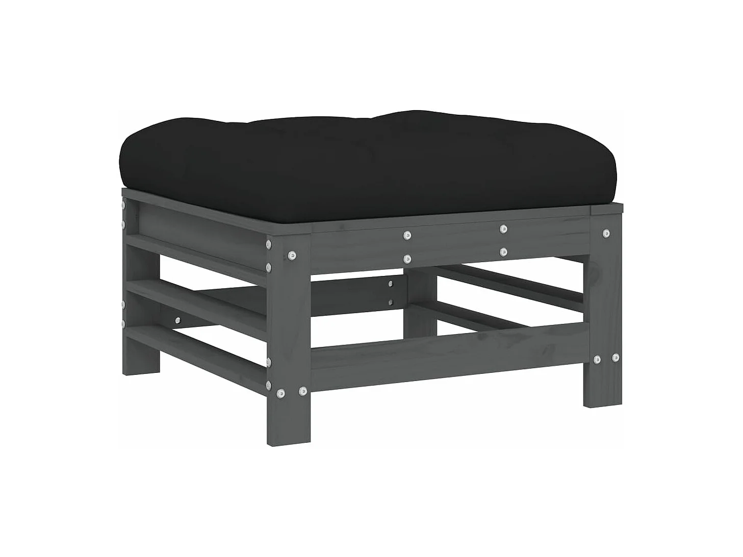 Salon de jardin 6 pcs avec coussins gris bois massif