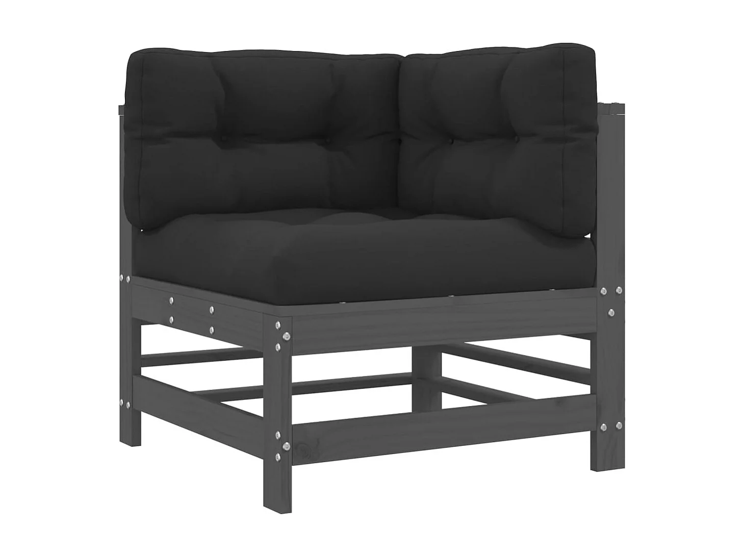 6-delige Loungeset met kussens massief hout grijs