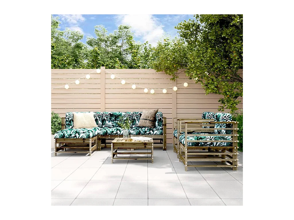 Salon de jardin 7 pcs bois de pin imprégné
