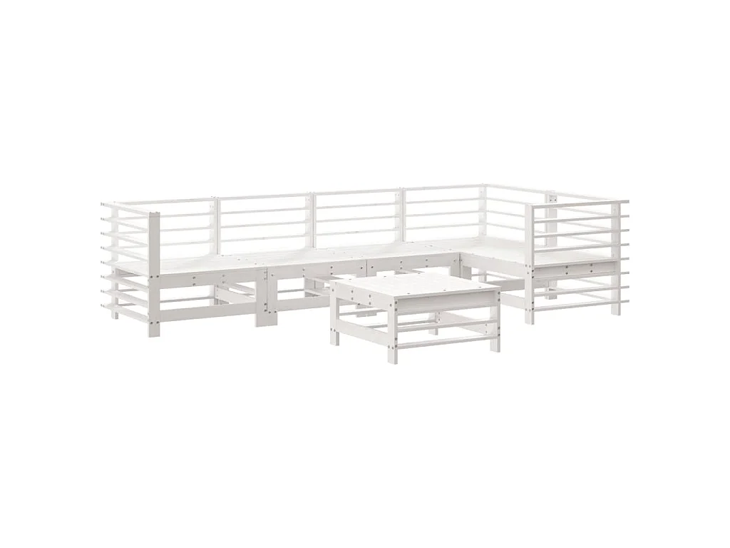 Juego de muebles de jardín 6 piezas madera maciza pino blanco