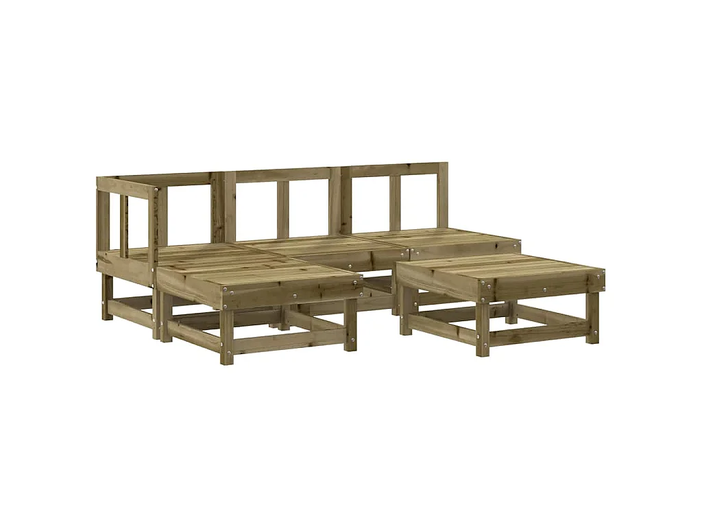 Juego de sofás de jardín 5 piezas madera de pino impregnada