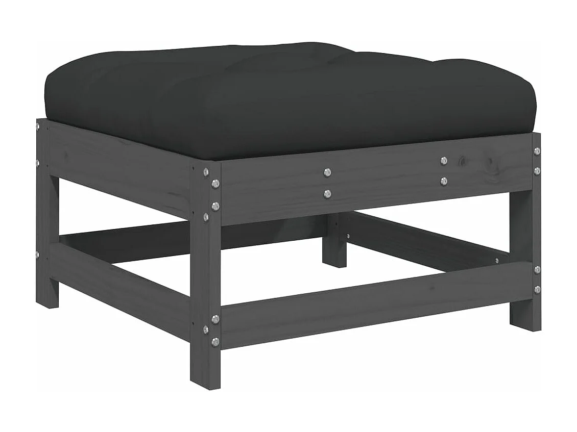 7-tlg. Garten-Lounge-Set mit Kissen Grau Massivholz