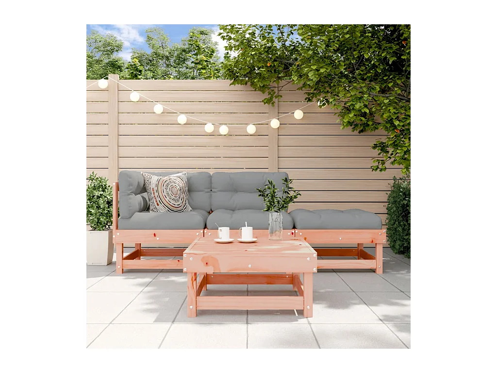 4-tlg. Garten-Lounge-Set mit Kissen Massivholz Douglasie