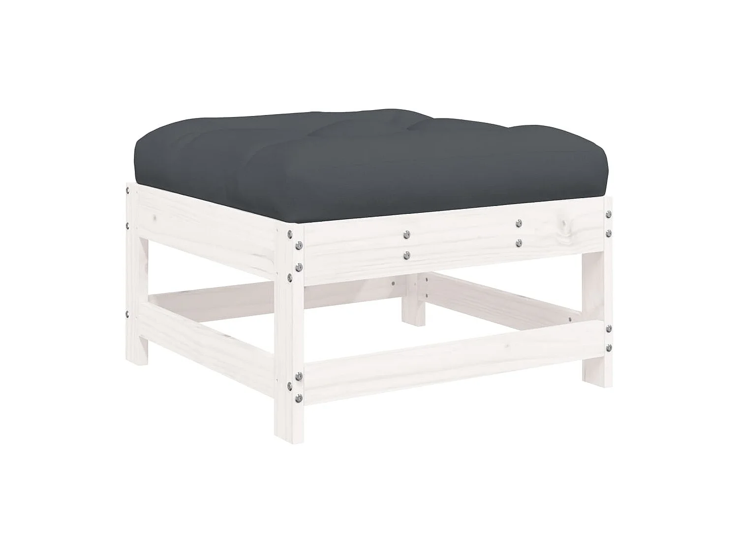 Salon de jardin 7 pcs avec coussins blanc bois massif