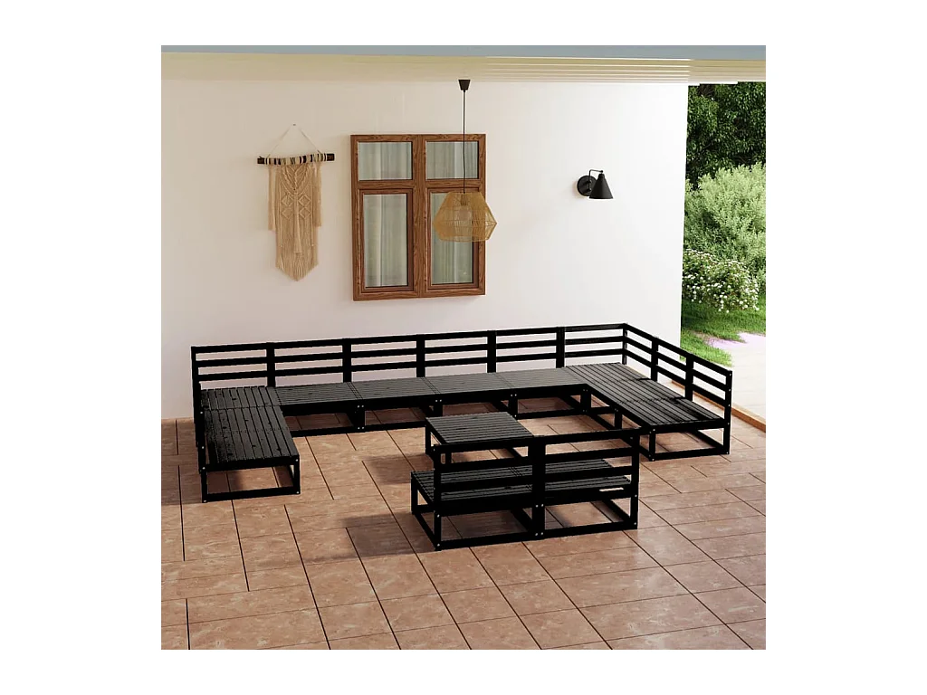 Set Divani da Giardino 13 pz in Legno Massello di Pino