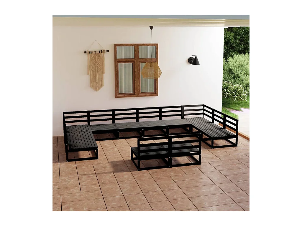 Set Divani da Giardino 12 pz in Legno Massello di Pino