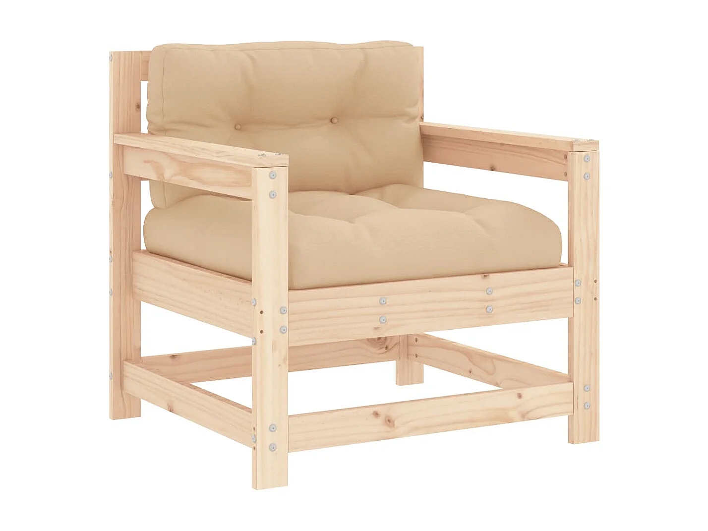 7 pcs conjunto lounge de jardim com almofadões madeira maciça