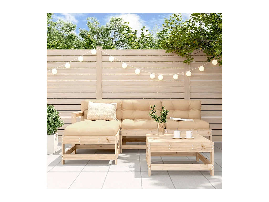 Salon de jardin 5 pcs bois massif de pin