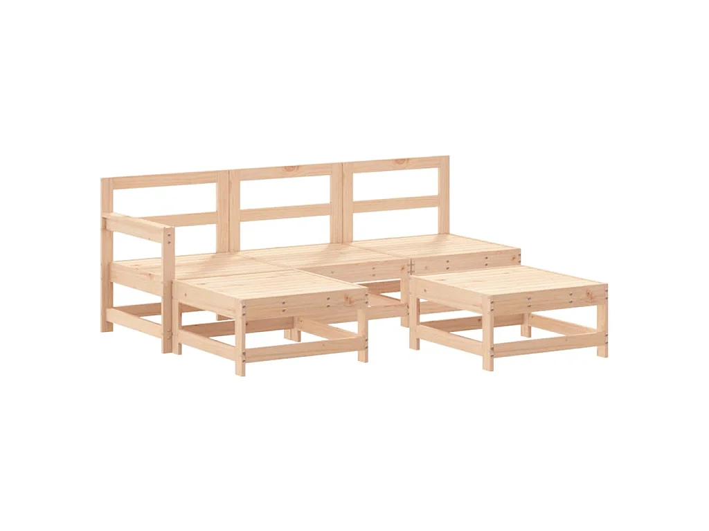 Salon de jardin 5 pcs bois massif de pin