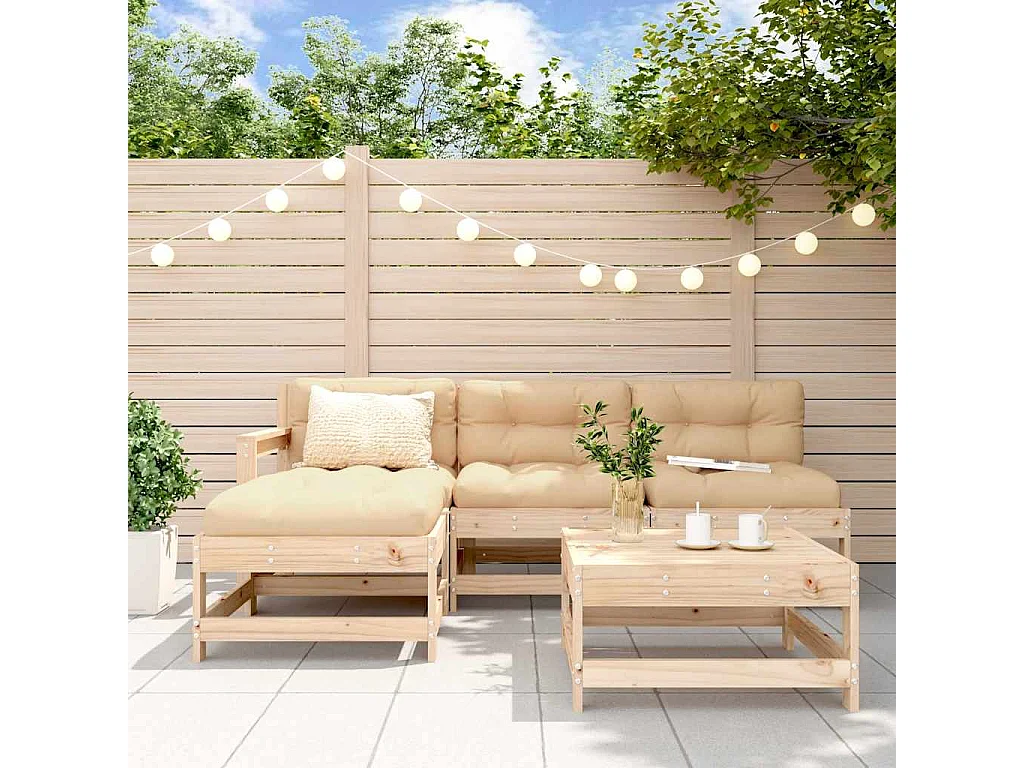 Salon de jardin 5 pcs bois massif de pin