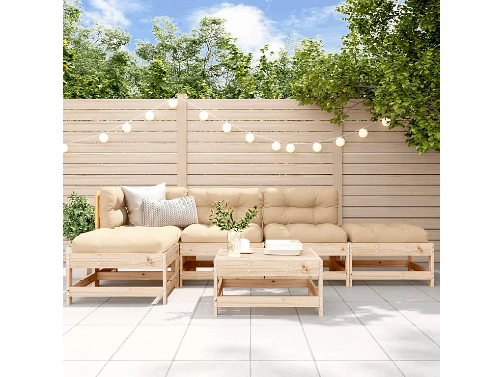 Salon de jardin 6 pcs Bois de pin massif