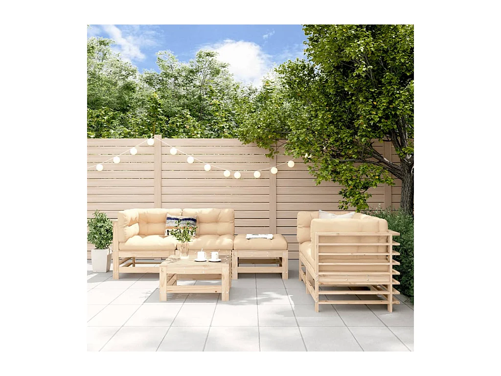 Salon de jardin 6 pcs Bois de pin massif