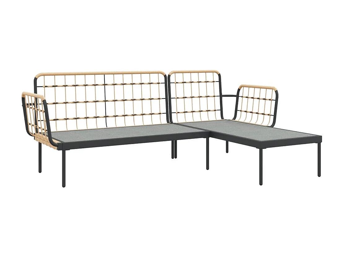 3-tlg. Garten-Lounge-Set mit Kissen Dunkelgrau Poly Rattan