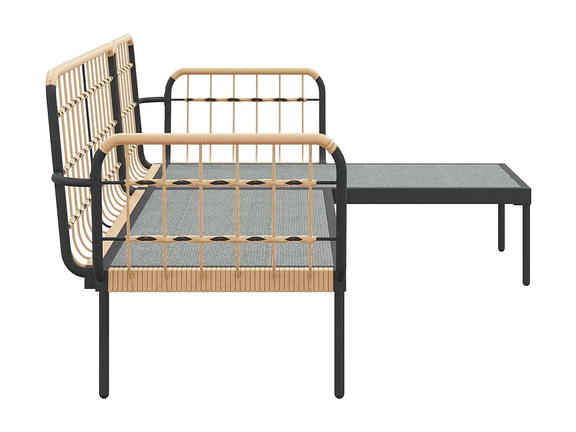 3-delige Loungeset met kussens poly rattan donkergrijs