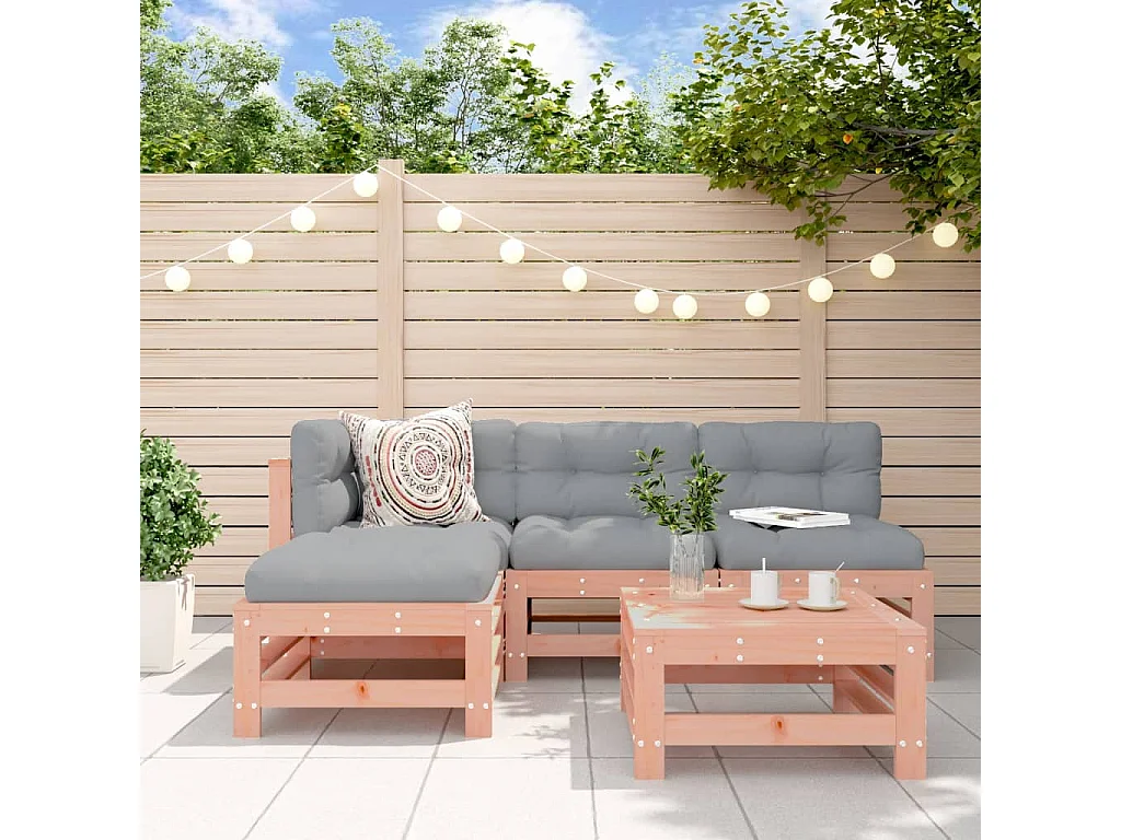 5-tlg. Garten-Lounge-Set Massivholz Douglasie