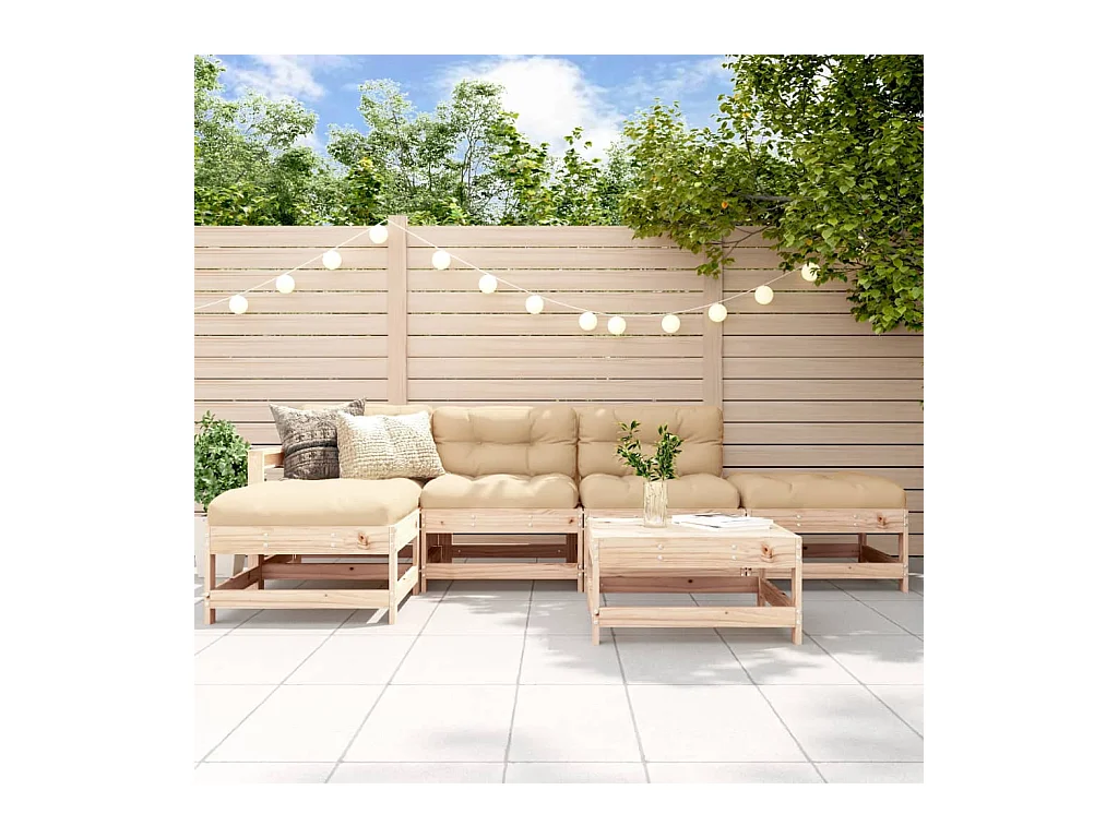 Salon de jardin 6 pcs Bois de pin massif