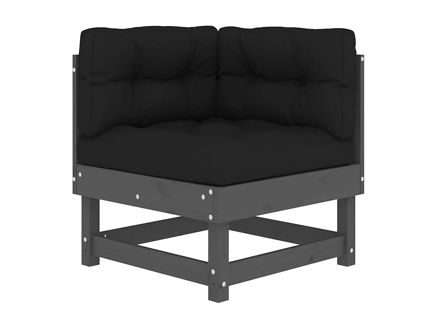 Salon de jardin 6 pcs avec coussins gris bois massif