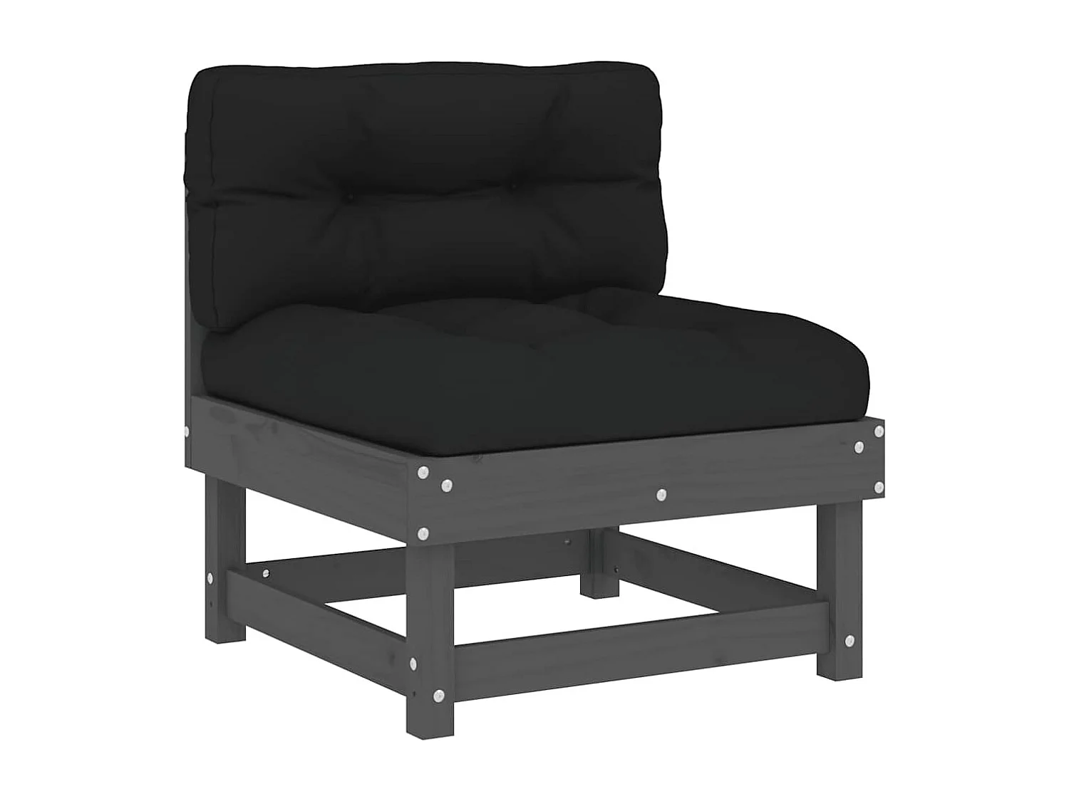 Salon de jardin 6 pcs avec coussins gris bois massif