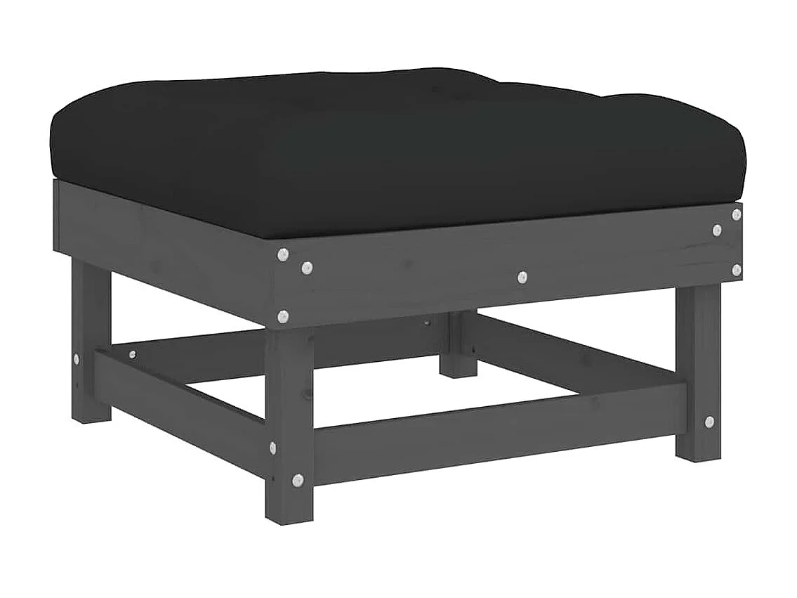 Salon de jardin 6 pcs avec coussins gris bois massif