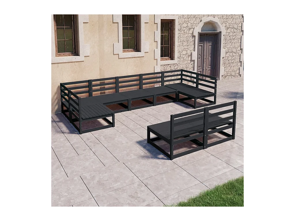 Set Divani da Giardino 9 pz in Legno Massello di Pino