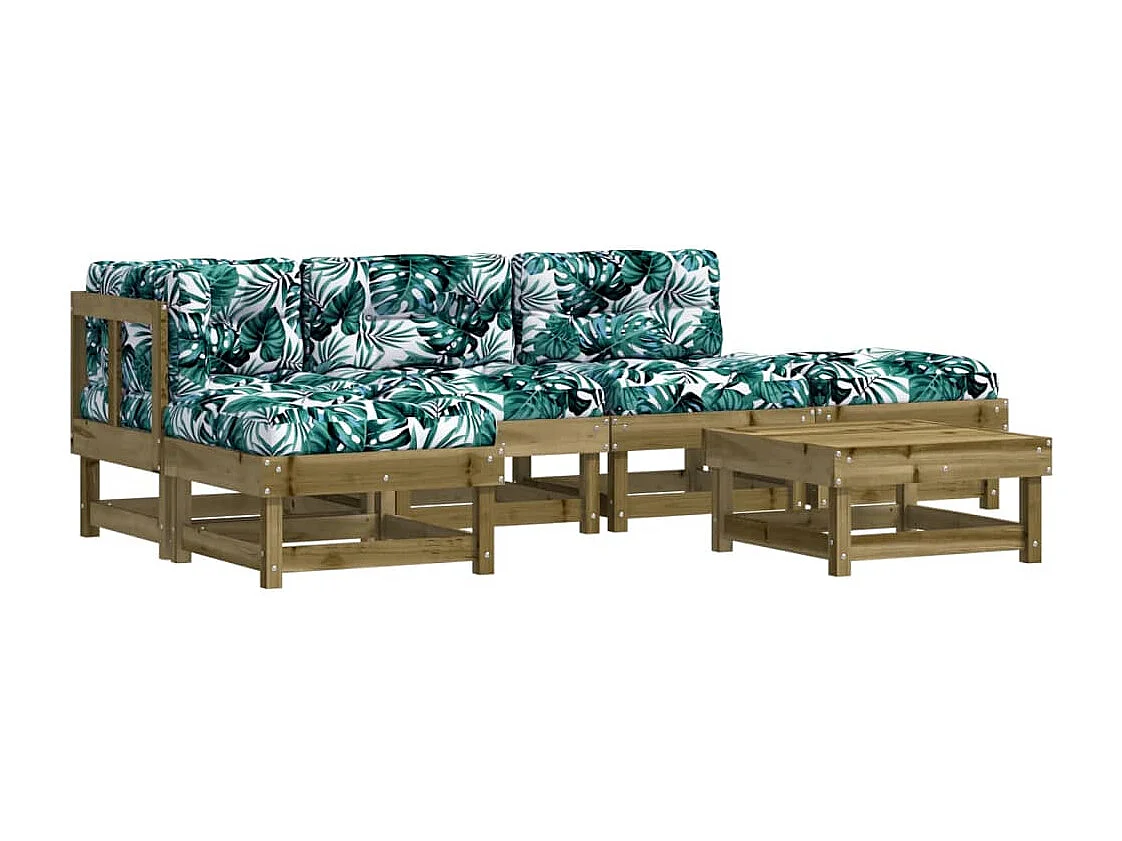 6 pcs conjunto lounge de jardim c/ almofadões pinho impregnado